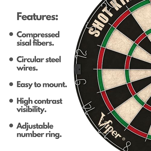 Regulation Dartboard Set with 6 Steel Tip Darts - Shot King