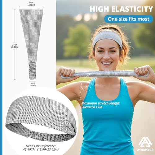Cooling Headbands for Women - Non-Slip Moisture-Wicking Sweatbands - 4-Pack Blue