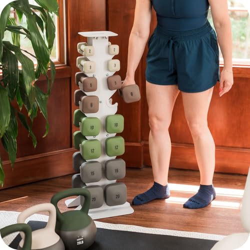 Dumbbell Rack - Sturdy Cast Iron Space-Saving Storage - L/Sandstone
