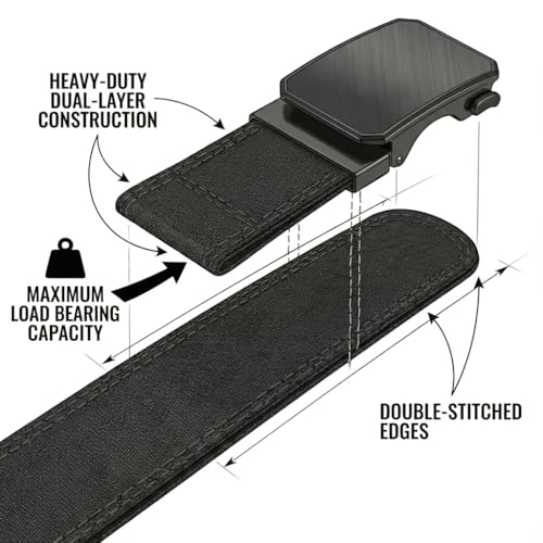 KingMoore 1.5-Inch Heavy Duty Dual Layer Tactical Gun Belt for Men, Black, Fits Waist Up to 40"