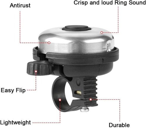 Accmor Aluminum Bicycle Bell - Loud Crisp Sound for Adults & Kids | Classic Design