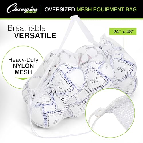 Heavy-Duty Nylon Mesh Equipment Bag – Black, 24" x 48" with Shoulder Strap