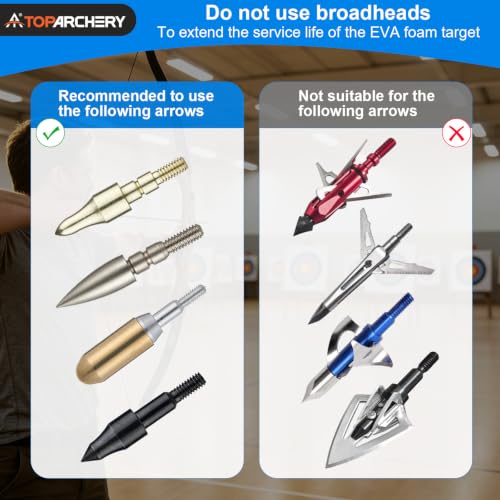 TOPARCHERY 50x50x5cm High Density Foam Archery Target with Rope Handle - New Vision-1 Layer