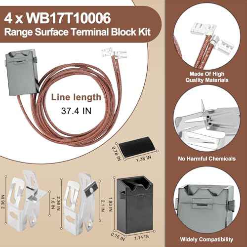 WB31M20 WB31M19 Black Porcelain Drip Pan Set & WB30M2 WB30M1 Electric Range Burner Element Unit Set & WB17T10006 Range Terminal Block Kit by Cenipar-Compatible with GE Hotpoint Kenmore Range/Stove