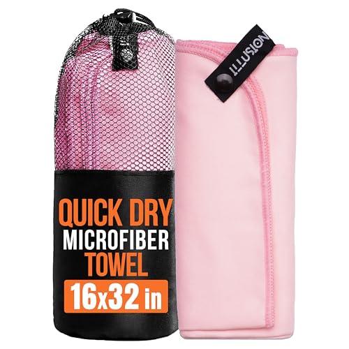 Quick Dry Microfiber Gym Towel - Baby Pink, 32x16 in