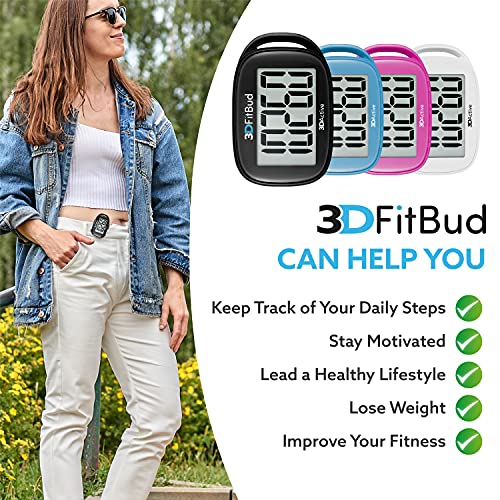 3D Pedometer Step Tracker with Large Display - Easy to Use