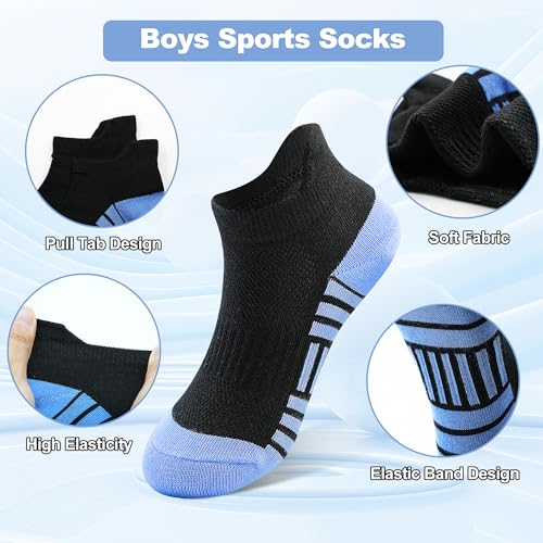 Gentaby 12 Pairs Boys Socks Athletic Ankle Toddler 1-14Y 7-10 Years Black