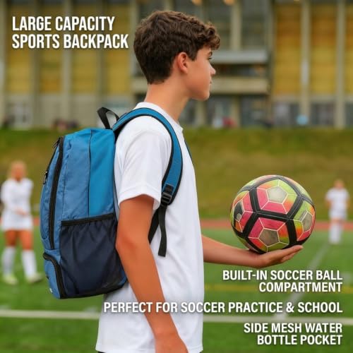 Rudmox Soccer & Basketball Backpack 30L Sports Equipment Bag with Shoes Compartment