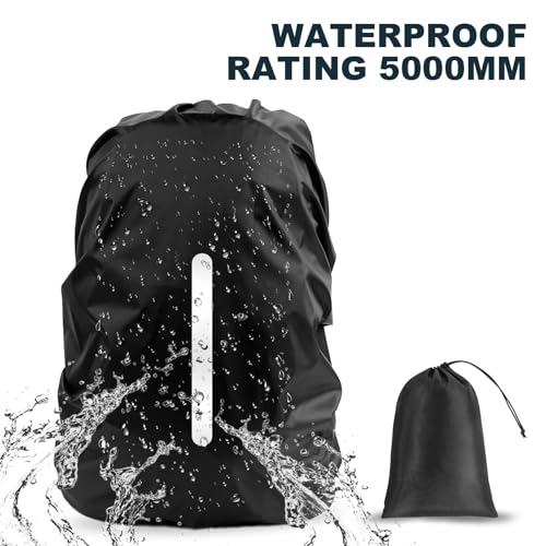 Waterproof Rain Cover for Backpack - L Size (45L-55L), Black