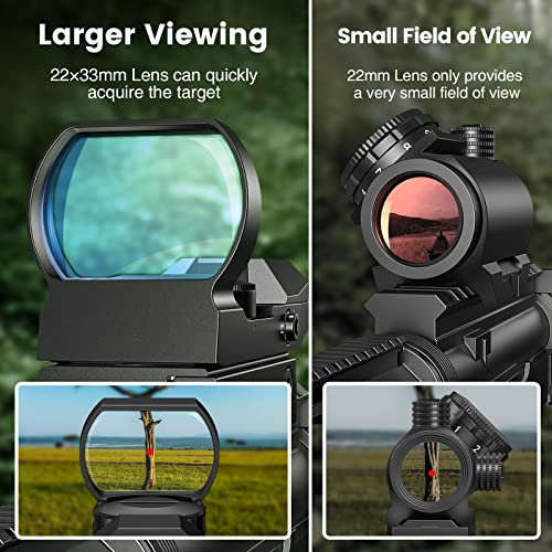Red Green Dot Reflex Sight with 4 Reticles & 22x33mm Lens