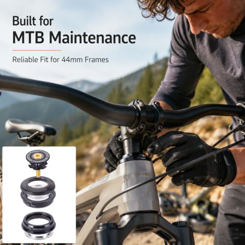 Black Aluminium Alloy 44mm Semi-Integrated Mountain Bike Headset Kit