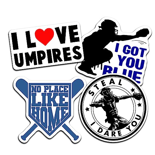 Baseball Umpire Sticker Set - I Love Umpires - 4 Pcs 2-Inch Full Color