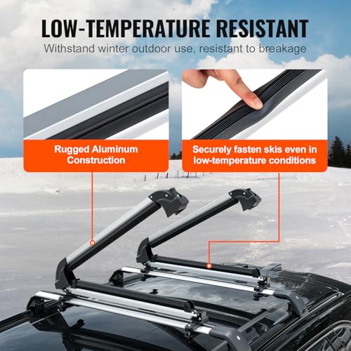 Universal Ski & Snowboard Roof Rack - Holds 6 Pairs of Skis or 4 Boards