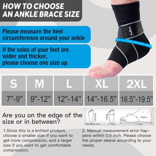 Copper Infused Ankle Compression Sleeve with Adjustable Strap - Medium, Black