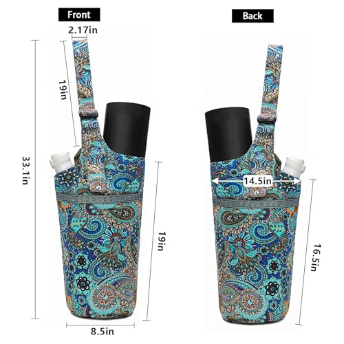 Yoga Mat Bag Cylinder for Women - Blue with Large Pocket