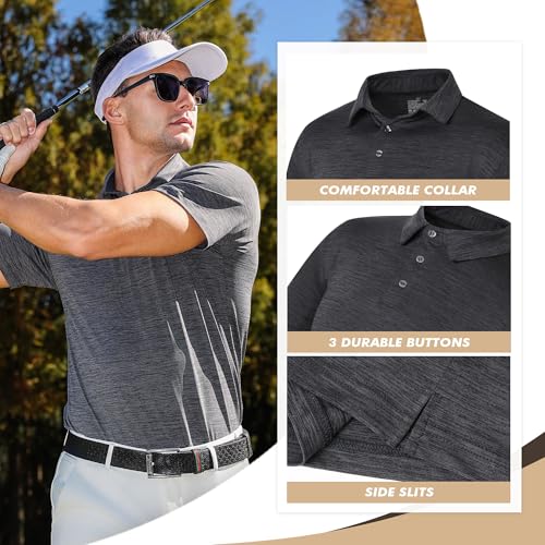 Men's Quick Dry Golf Polo Shirt - Black, X-Large