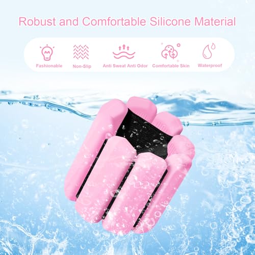 Teikugv Pink2 Wrist Weights Set of 2 - 1lb Adjustable Silicone Ankle & Wrist Weights