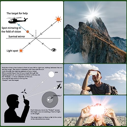 Military Grade Signal Mirror Survival Kit - 3x5" with Whistle
