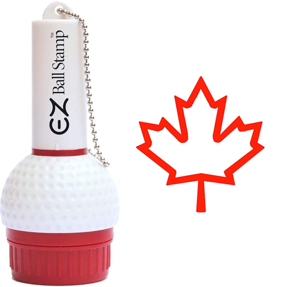 EZ BALL STAMP Golf Ball Stamp/Stamper - Ultra Quick Drying, Smear Free Ink Marker to Personalize Your Ball (Maple Leaf)