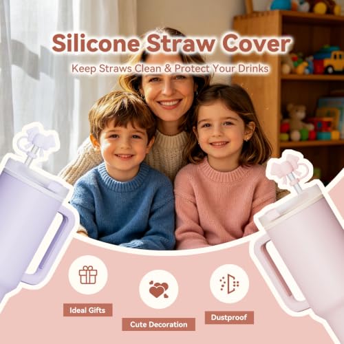 5-Pack Silicone Bow-Knot Straw Covers for 10mm Tumbler Straws - Orange