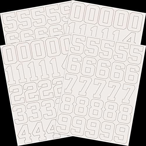 White 102 Pcs Sports Helmet Number Stickers 1.25 Inch for Helmets