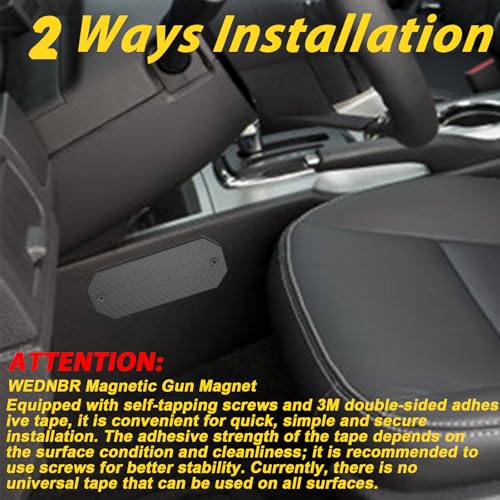Gun Magnet with 56 lbs Strength - Concealed Holder for Handguns - Black 2-Pack