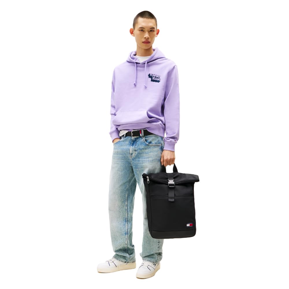 Tommy Jeans Mens Essential Daily Rolltop Backpack, Black