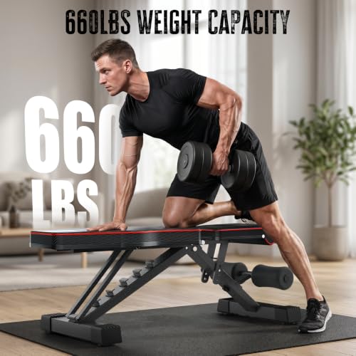 Multi-Function Weight Bench Set - Heavy Duty Adjustable Folding Bench - Black
