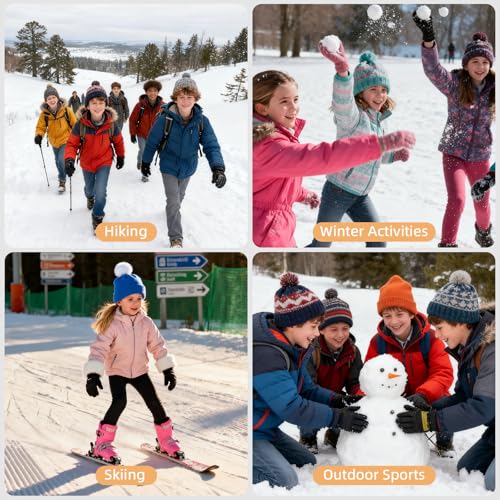 Kids Merino Wool Ski Socks - Thermal, Thick & Warm - 3 Pairs (Ages 7-12)