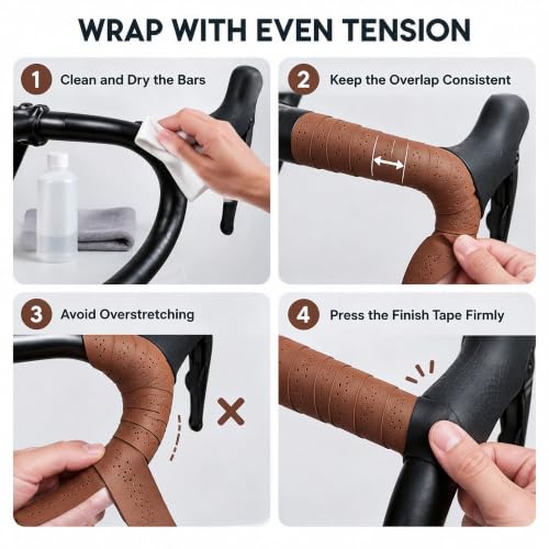 Brown Road Bike Handlebar Tape - EVA Cycling Wrap for Drop Bars