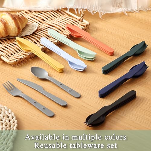 Travel Utensils Set for 8 - Reusable Cutlery for Camping & Picnics