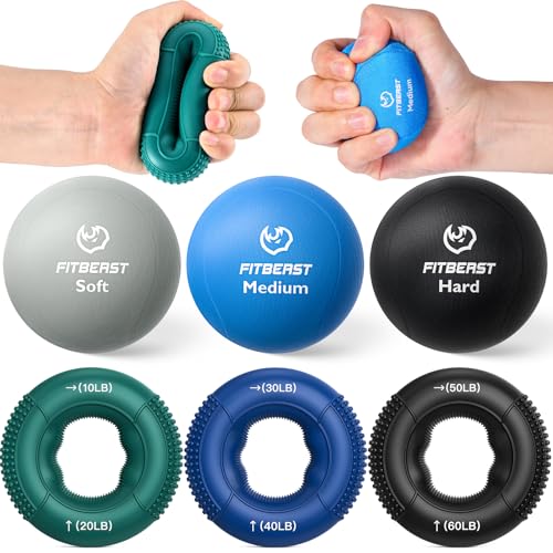 Grip Strength Trainer Set - 6-Piece Cool Tones for Hand Therapy