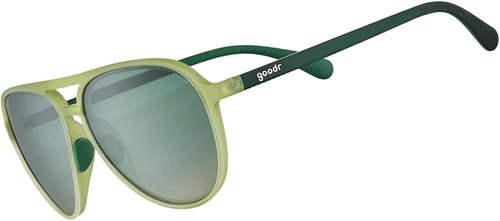 Goodr Buzzed On The Tower Polarized Aviator Sunglasses - Green Gradient Lens, UV400 Protection, Large Size