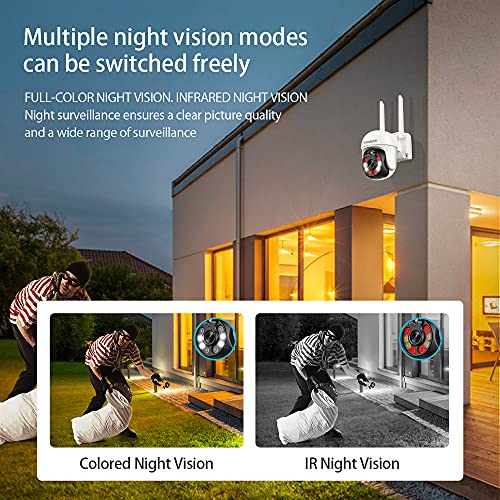 INQMEGA TUYA PTZ Camera Outdoor, 3MP Security Home Surveillance Camera with 2.4G WiFi, Waterproof IP Wireless Camera, Color Night Vision£¬Two-Way Audio, Motion Detection, Cloud & SD Card