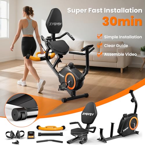 Recumbent Exercise Bike for Home - 16-Level Resistance, Adjustable Seat, 400LB Support