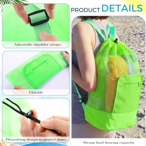 Kinlop 6 Pack Mesh Beach Bags Pastel Colors 18.5 x 9.45 Inches Sand Toy Organizers