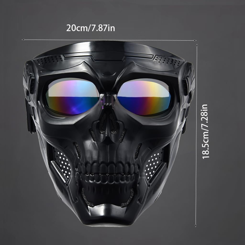 Airsoft Mask Full Face with HD Goggle Skull Skeleton Paintball Mask for Halloween Cosplay Paintball Game Props Party Tactical Mask