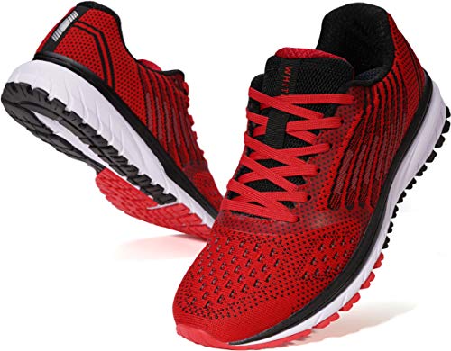 Joomra Men's Supportive Running Shoes - Cushioned Athletic Sneakers, Red, Size 11