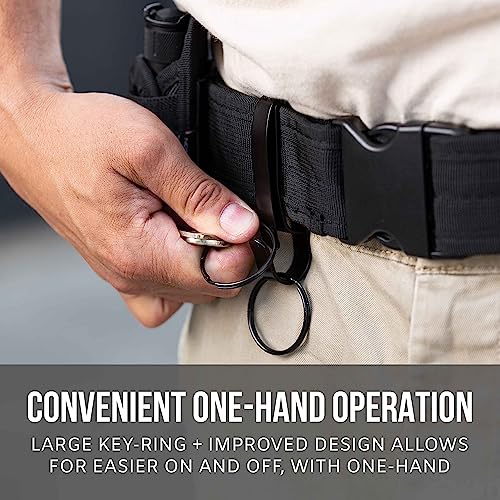 Tactical Key Ring Holder for Duty Belts - Black, Quick Release Clip