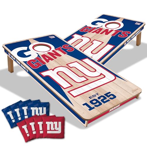 NFL Cornhole Game Set - 2' x 4' Wood with Logo Bags - New York Giants