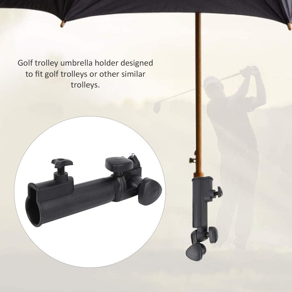 GBSCLOVER ABS Golf Cart Umbrella Holder, 1.57in Inner Golf Push Cart Umbrella Holder, 180° Adjustable Carts Umbrellas Frame for Golfs Trolleys, Wheelchair or Other Similar Trolleys