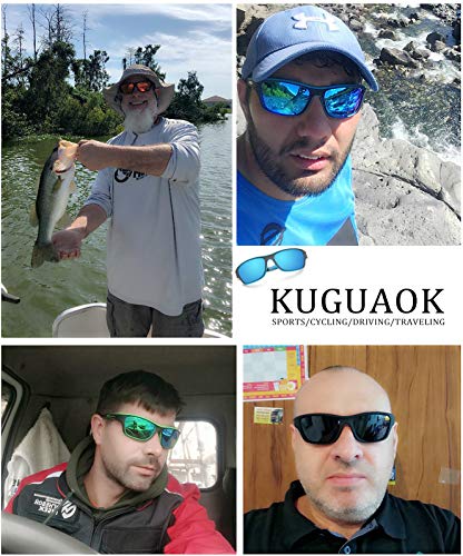 Polarized Sports Sunglasses for Men - Blue Mirror, UV Protection
