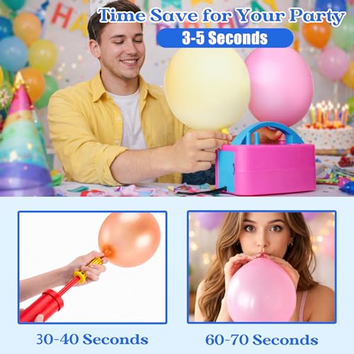 Electric Balloon Pump with Dual Nozzles & Tying Tool - Portable Inflator for Parties