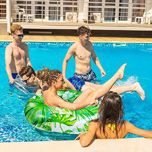 KASIYLUX Adult Pool Floats – Large Jungle-Leaf Inflatable Ring, 36in outer, 15in inner, supports up to 180 lbs