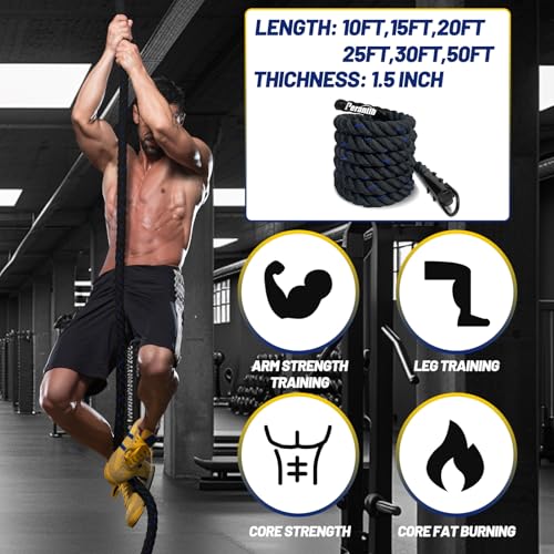 15ft 1.5in Polyester Climbing Rope with Heavy Duty Hook – 1000LBS Capacity, Outdoor Rescue & Escape
