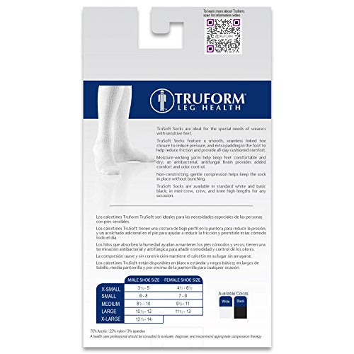 Truform Compression Socks Men Women Knee High 8-15 mmHg Medium White 1 Pair