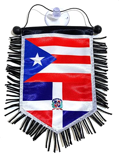 Puerto Rico & Dominican Republic Car Flags - Family Love Gift Set