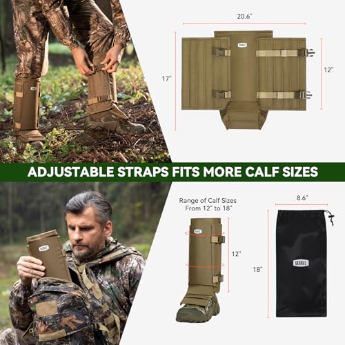 GearOZ Khaki Snake Gaiters Chaps - Durable Anti-Snake Bite Leg Protection