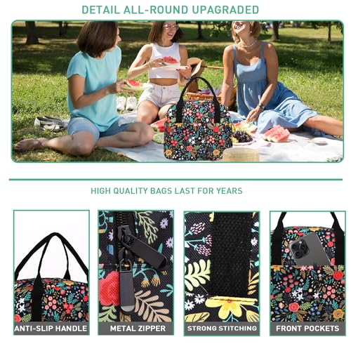 Insulated Floral Lunch Box for Women - Portable Lunch Tote