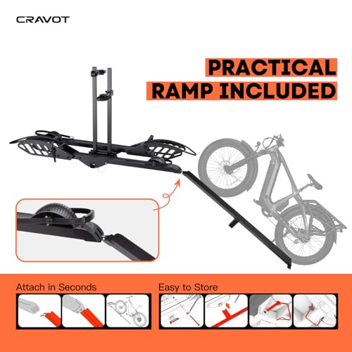 E2 200lbs Capacity EBike Rack with Ramp for 2 Bikes - Foldable